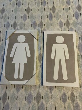 NWT-Hobby Lobby Brown Backed Wall Decor Pair Man & Woman Signs